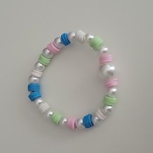 pink green blue and pearl bracelet